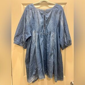 Free People Women’s XL Denim Babydoll Dress | Oversized Boho Jean Dress | NWT